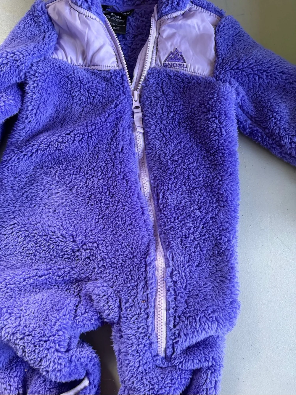 Snozu Purple Fleece Baby Bunting Snowsuit 9-12 Months Fold Over Cuffs